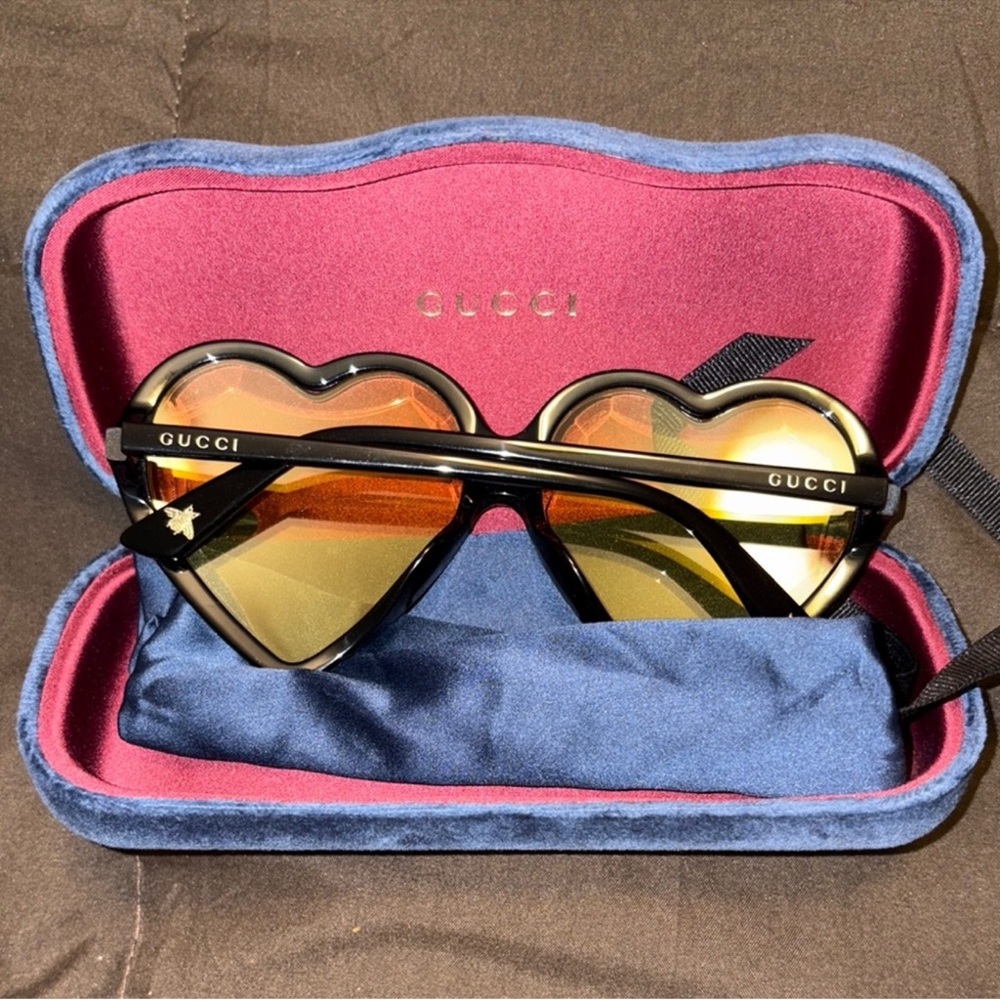 Gucci Heart-Shaped Sunglasses with Black and Orange Tint - Picture 2 of 2